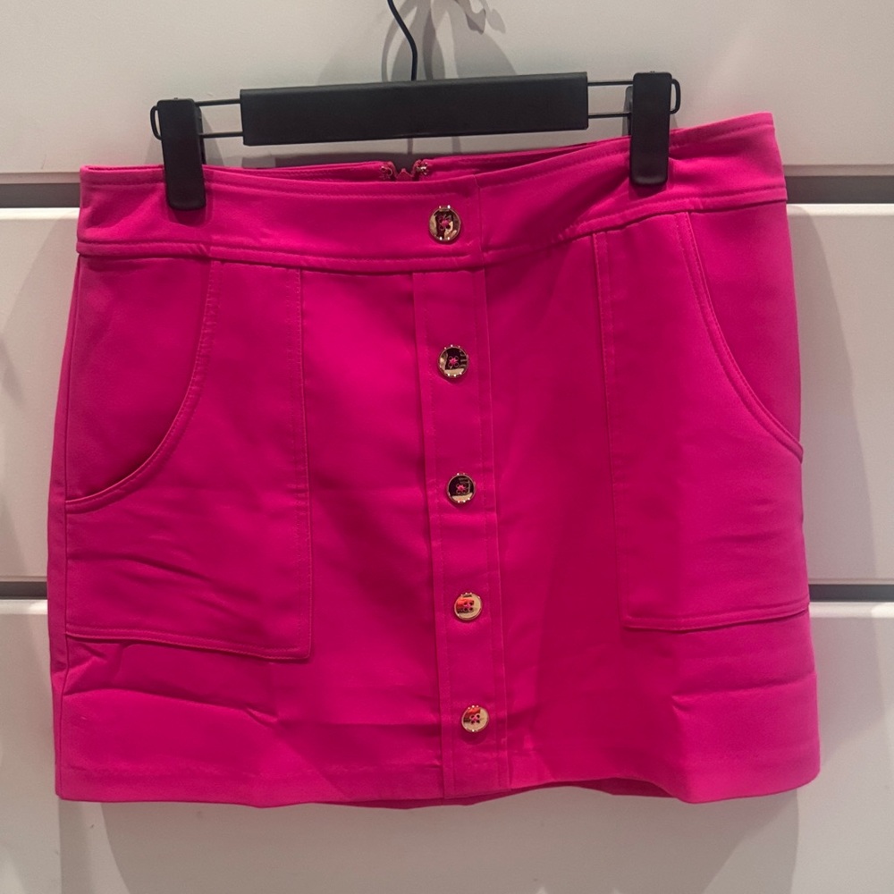 Amanda Uprichard Fuchsia Button-Front Mini Skirt